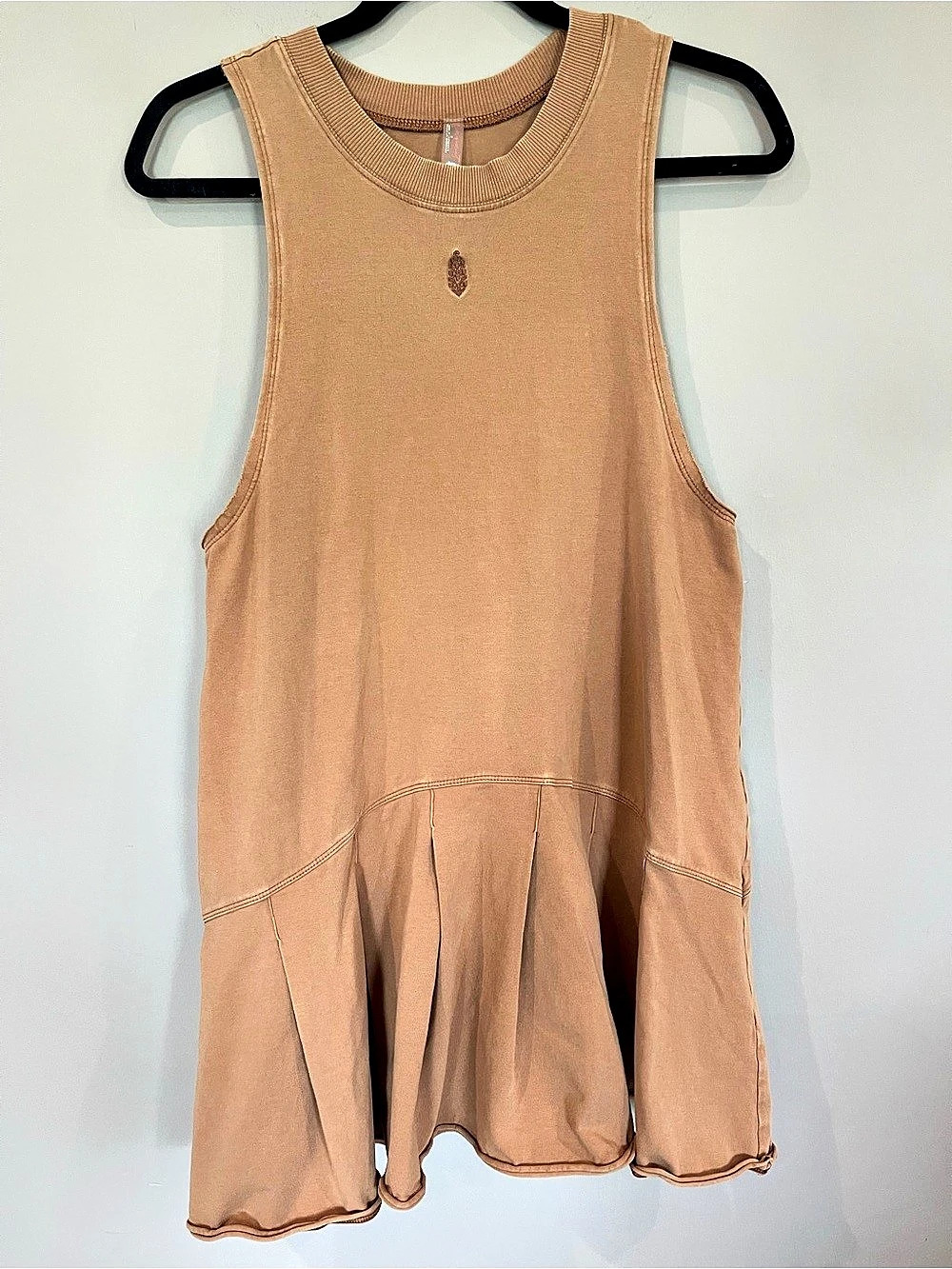 FP Movement Hot Shot Mini Dress Brown Sleeveless Pleated Hem Top